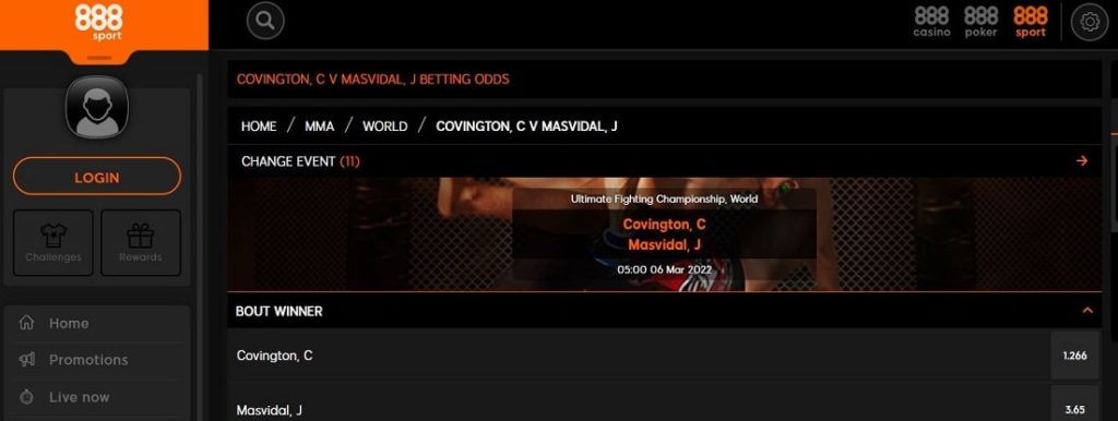 UFC 272 888 Sports Betting Odds | Bet on UFC Covington vs Masvidal | UFC Online Betting Sites & Bonuses