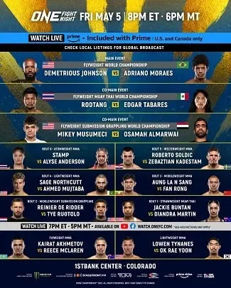 Bet on ONE Championships Amazon Fight Night 10 | ONE Johnson vs Moraes Betting Odds | ONE MMA Betting Sites