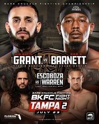 BKFC Tampa 2 Betting Sites | Bet on BKFC Tampa 2 Grant vs Barnett Bare Knuckle Boxing | BKFC Betting UK July 23rd